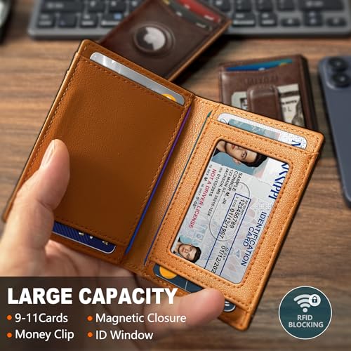miyozi Airtag Wallet for Men with Money Clip Gift Boxed Magnetic Closure Slim Genuine Leather Front Pocket Wallet 41x 28 RFID Blocking - Image 3