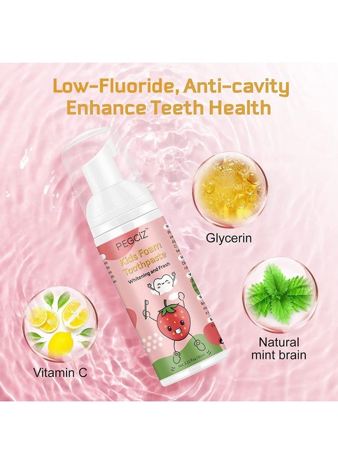 Pegciz - Foam Toothpaste Kids With Fruit Flavor, Toddler Toothpaste With Low Fluoride For U Shaped Toothbrush, Foaming Toothpaste And Mouthwash For Dental Care For Children (Blueberry+Strawberry+Orange) - Image 1