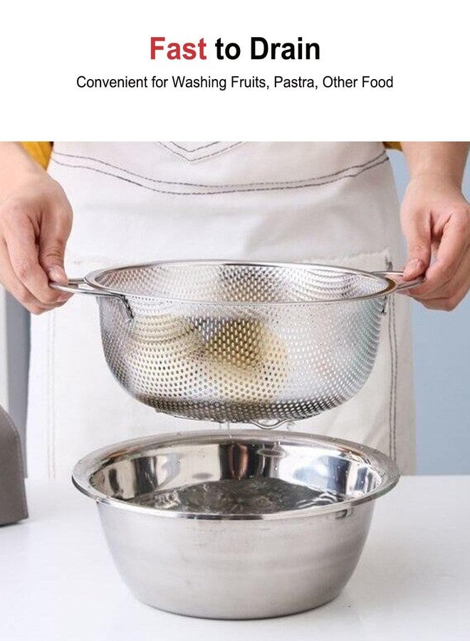 TooWoom 3-Quart Colander for Kitchen, Stainless Steel Colander with Base, Pasta Strainer with Handle, Food Strainer for Spaghetti, Vegetables, Fruit - Image 3