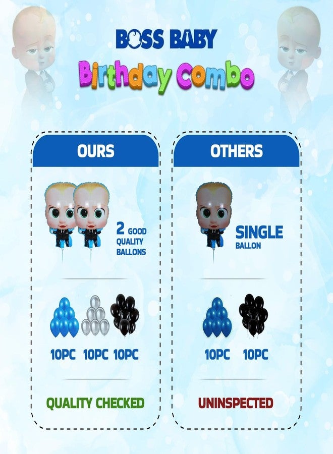 Decofy Boss Baby Birthday Decoration Kit for Kids (39 Pcs) | Blue Theme Party Combo with Happy Birthday Banner, Foil & Star Balloons, Backdrop for Kids Birthday Party Celebration Decoration Set - Image 3