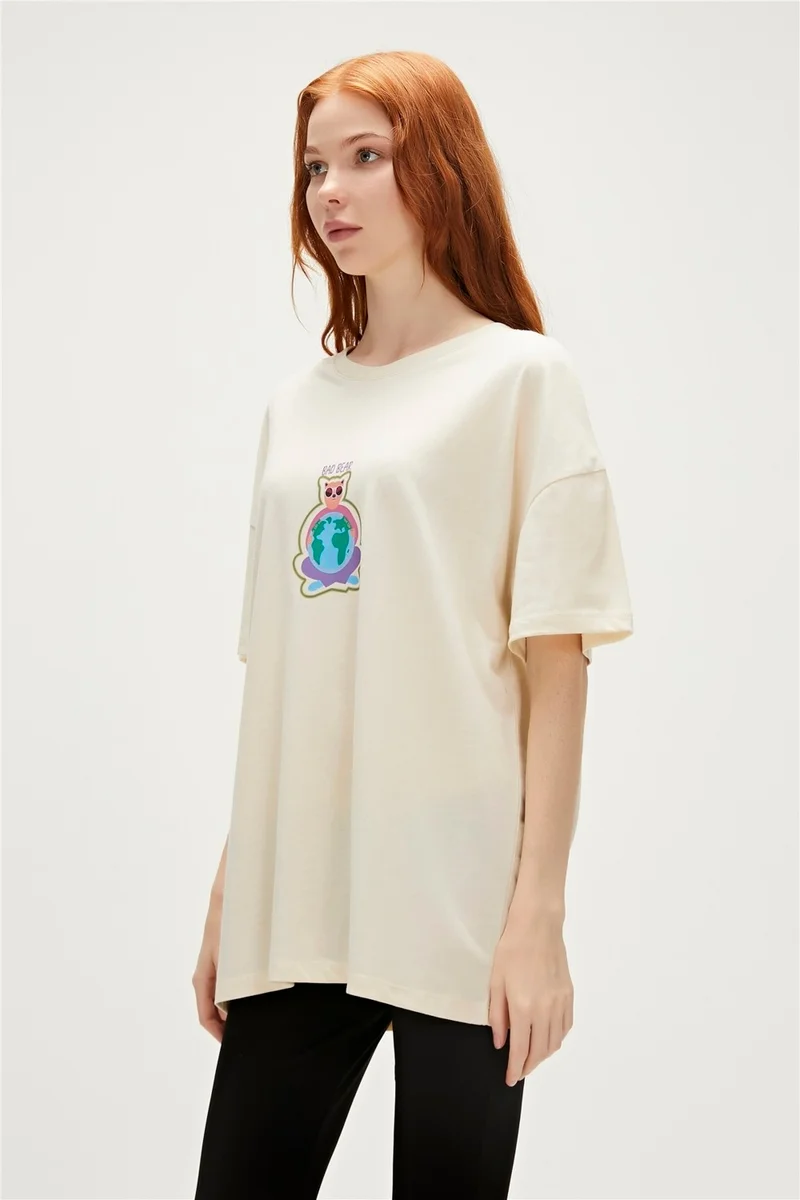 باد بير Re-Save Recycle Marshmallow White T-Shirt Printed Women's T-Shirt10