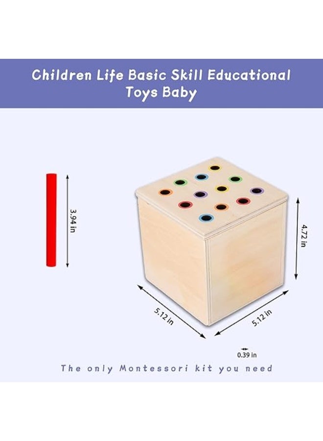 Curious Cub صندوق مونتيسوري الخشبي للعملات والمشابك - ألعاب تعليمية للأطفال من عمر 1 سنة وما فوق - Image 2