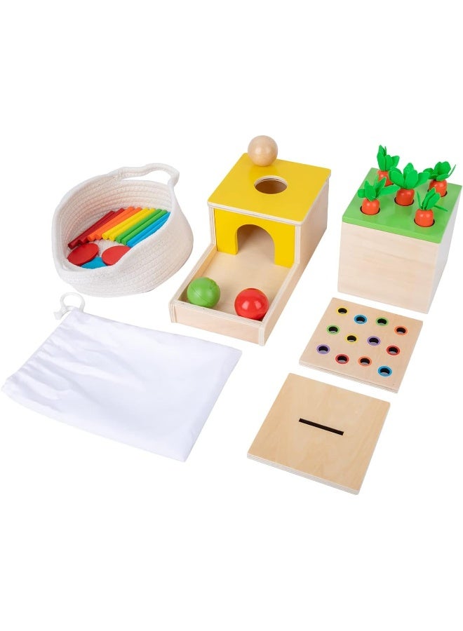 Curious Cub صندوق مونتيسوري الخشبي للعملات والمشابك - ألعاب تعليمية للأطفال من عمر 1 سنة وما فوق - Image 1