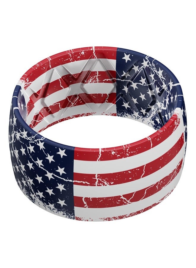Egnaro Silicone Wedding Rings for Men, Breathable Printed Design Rubber Engagement Bands with Air Flow Grooves 8mm Wide 2mm Thick - Image 1