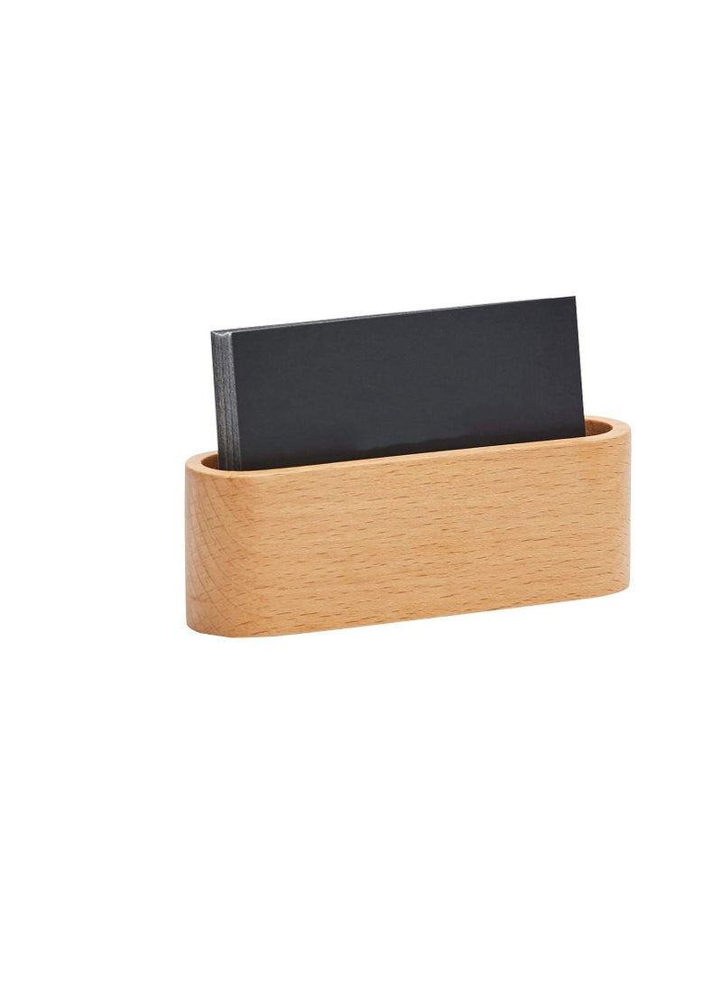 Y&D Beech Business Card Case Id Name Cards Display Stand Office Desk Wooden Holder Organizer Pen Storage Box (Beech)