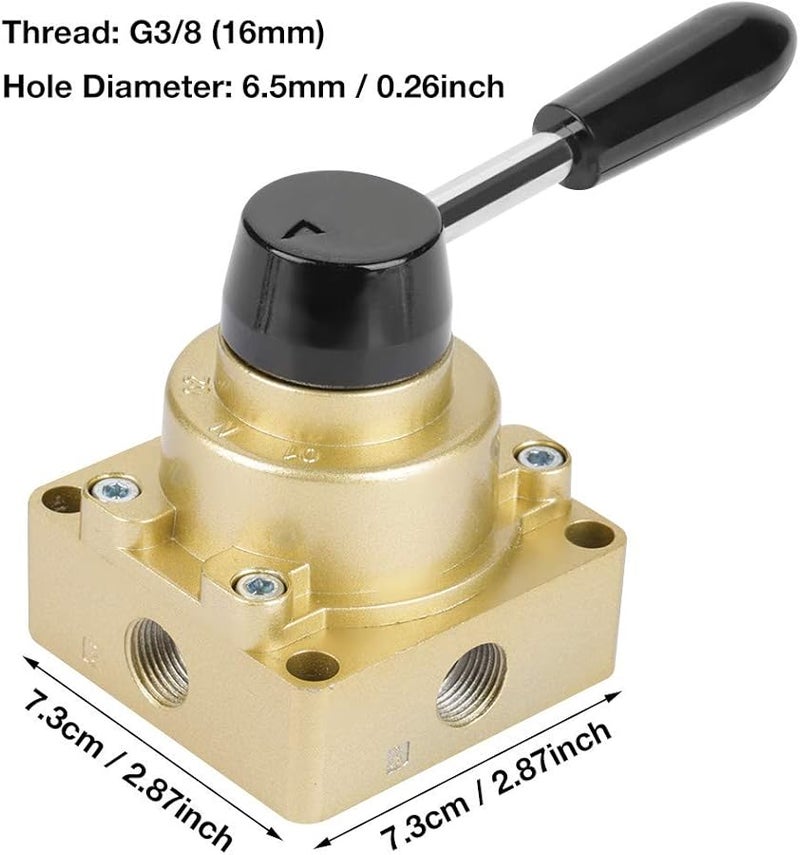 HV03 G3 8 3 صمام يدوي ذو رافعة هوائي رباعي الاتجاه من الألومنيوم بلون ذهبي - Image 4