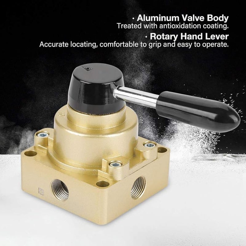 HV03 G3 8 3 صمام يدوي ذو رافعة هوائي رباعي الاتجاه من الألومنيوم بلون ذهبي - Image 5