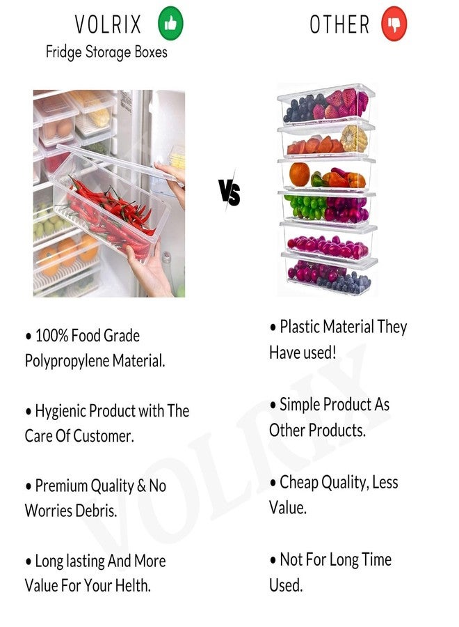 BKQPTL Fridge Storage Boxes With Removable Drain Plate And Airtight Lid | Stackable Plastic Fridge Storage Containers Keeps Fruits, Vegetables, Meat, Fish Fresh Longer, 1500 Ml,Transparant (4) - Image 3