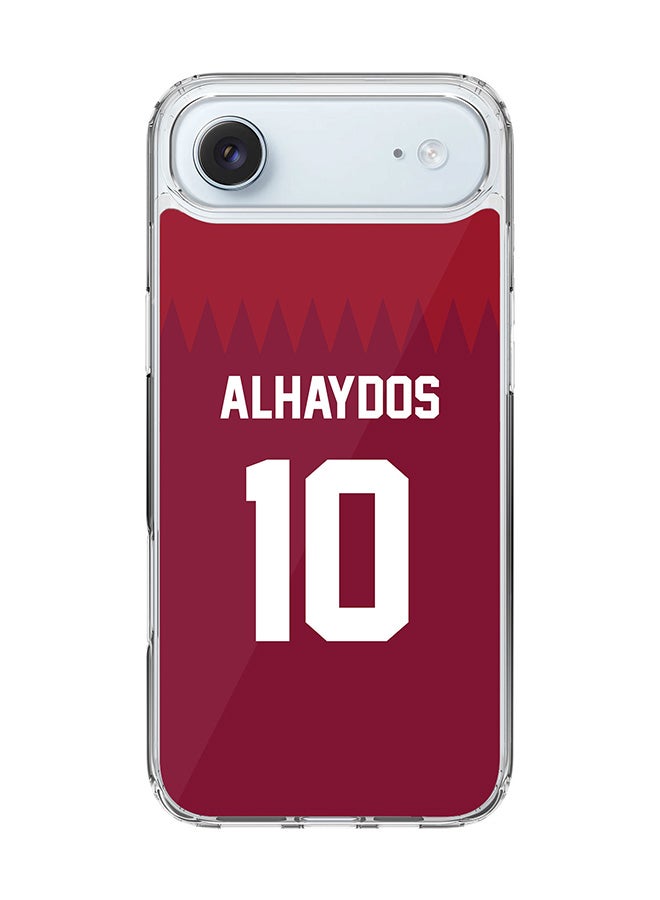 Stylizedd Classic Clear MagSafe Case for iPhone 17 Air , Hybrid Soft Case Flexible Edges Anti Drop TPU PC Gel Thin Transparent Cover [ Designed for iPhone 17 Air ] - Football Team - Qatar, Player Name - Alhaydos
