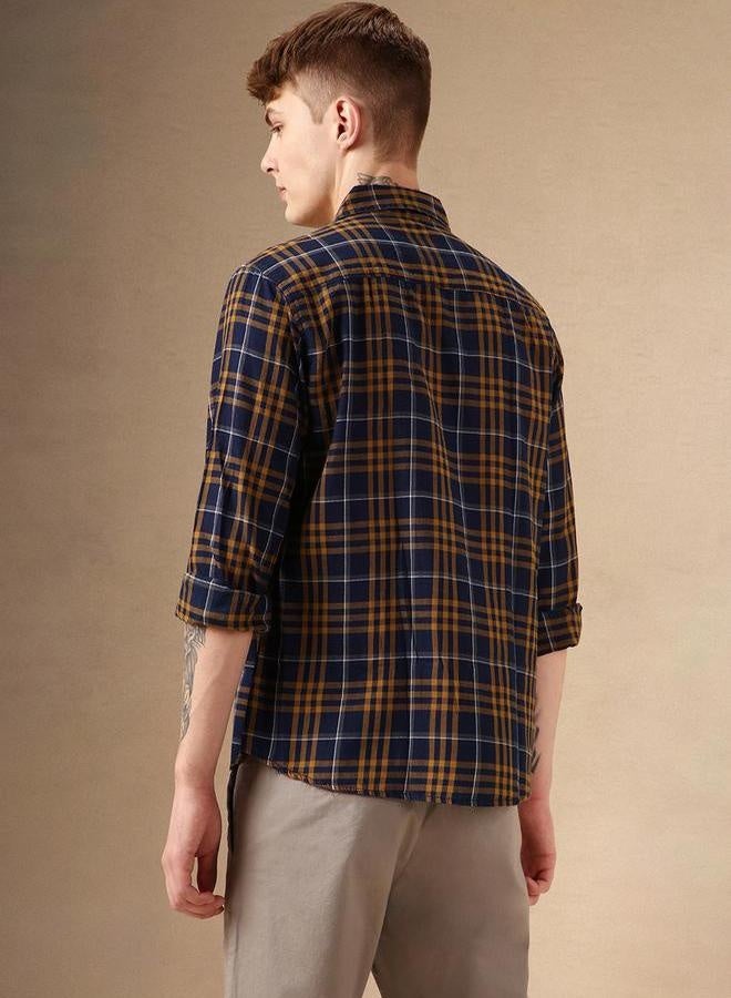 Dennis Lingo Dennis Lingo Checked Regular Fit Spread Collar Shirt  - Image 3