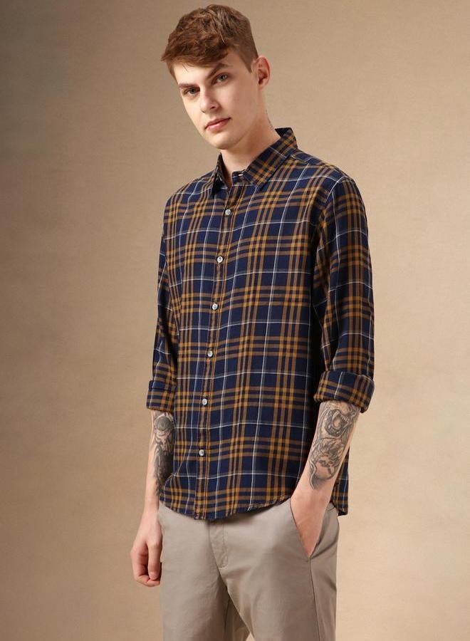 Dennis Lingo Dennis Lingo Checked Regular Fit Spread Collar Shirt  - Image 2