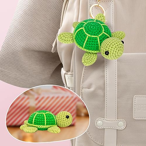 Mewaii Crochet Kit for Beginners Level 1 with 40% Extra Eco-Friendly Pre-Started Easy Yarn, Step-by-Step Video Tutorials for Adults and Kids (Green Sea Turtle) - Image 5
