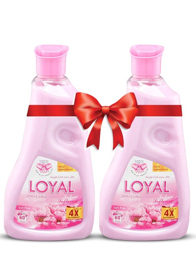 loyal Fabric Softener & Freshener Concentrated, Soft Pink, 30 Washes 2x750ml - Image 1