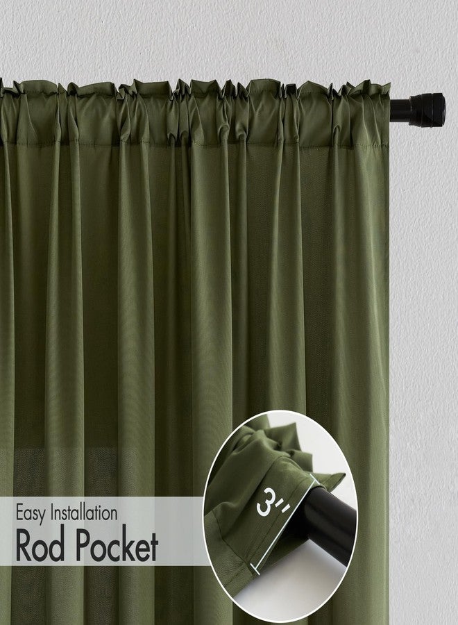ميولي ستائر ميولي الشفافة بلون الزيتوني، تسمح بدخول الضوء، بطول 84 بوصة، غير شفافة، شبه شفافة، ستائر نوافذ لتصفية الضوء، مناسبة لغرفة المعيشة وغرفة النوم، طقم من قطعتين - Image 5