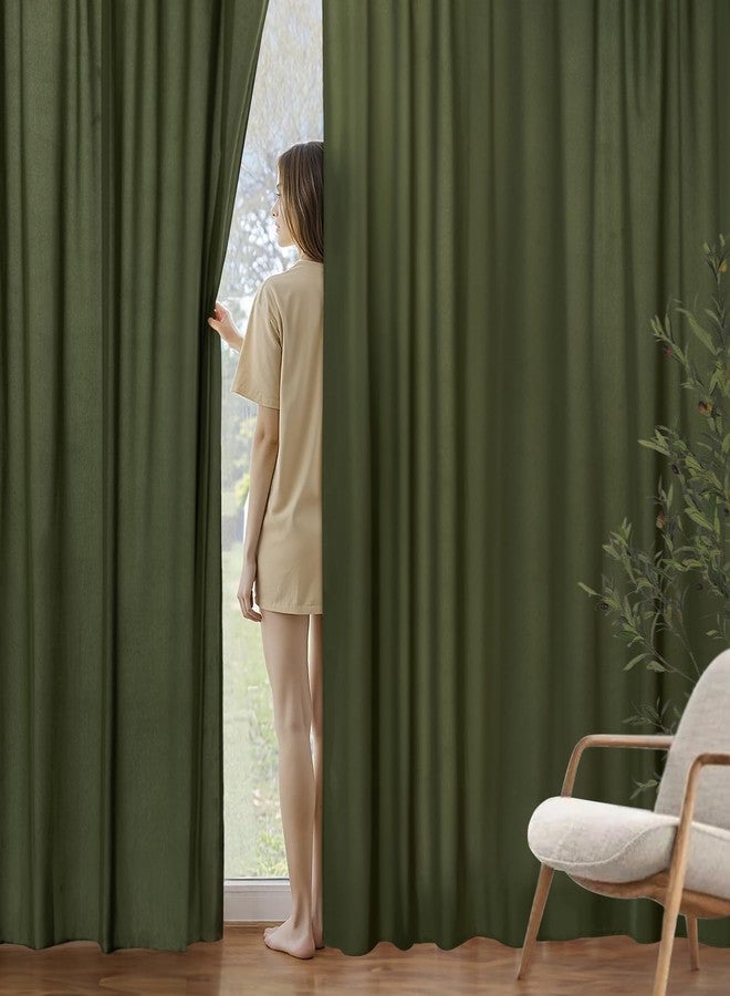 ميولي ستائر ميولي الشفافة بلون الزيتوني، تسمح بدخول الضوء، بطول 84 بوصة، غير شفافة، شبه شفافة، ستائر نوافذ لتصفية الضوء، مناسبة لغرفة المعيشة وغرفة النوم، طقم من قطعتين - Image 1