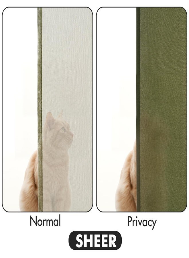 ميولي ستائر ميولي الشفافة بلون الزيتوني، تسمح بدخول الضوء، بطول 84 بوصة، غير شفافة، شبه شفافة، ستائر نوافذ لتصفية الضوء، مناسبة لغرفة المعيشة وغرفة النوم، طقم من قطعتين - Image 4