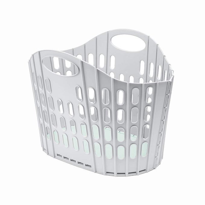 FOLD FLAT EASY STORE LAUNDRY BASKET HAMPER GREY MINT 38 LITRE 518163