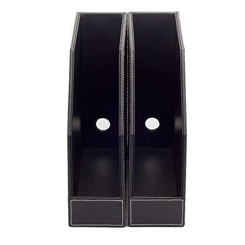 MobileVision Executive Leather Vertical File Folder Holder & Office Product Organizer, Store Files, Magazines, Notepads, Books and more, 2 Pack Combo Set - Image 4