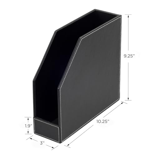MobileVision Executive Leather Vertical File Folder Holder & Office Product Organizer, Store Files, Magazines, Notepads, Books and more, 2 Pack Combo Set - Image 3