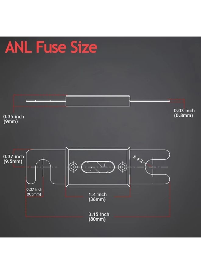 حامل فيوز ANL 200 أمبير لأسلاك قياس 0، 2، 4، 8 AWG، كتلة فيوزات السيارات، عبوة من 2 قطعة - Image 3
