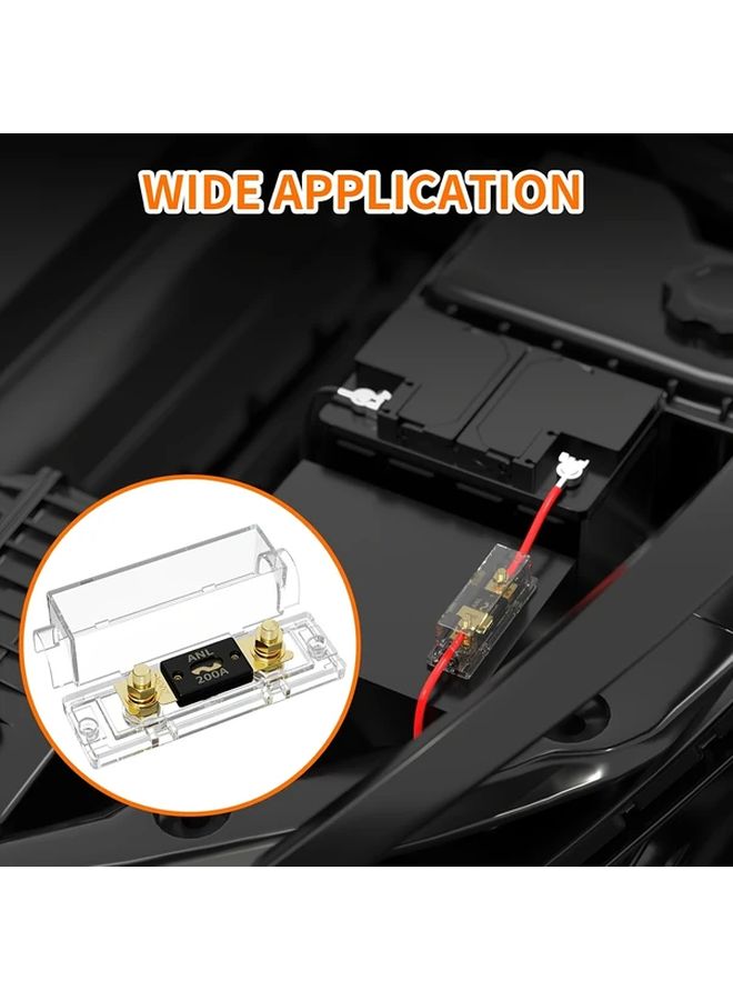 حامل فيوز ANL 200 أمبير لأسلاك قياس 0، 2، 4، 8 AWG، كتلة فيوزات السيارات، عبوة من 2 قطعة - Image 4