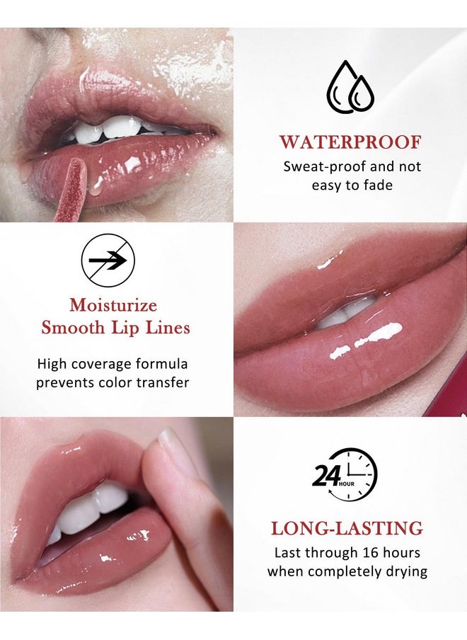 LYSdefeu Liquid Lipstick,Ultra Stay Vinyl Lipstick Ink Lipgloss,Nude Pink Glossy Tinted Lip Gloss,Highly Pigmented Lip Color,Long Lasting Waterproof Non-stick Lip Tint Stain,Christmas Makeup Gift for Women-03  - Image 3