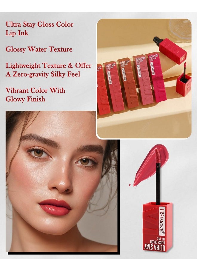 LYSdefeu Liquid Lipstick,Ultra Stay Vinyl Lipstick Ink Lipgloss,Nude Pink Glossy Tinted Lip Gloss,Highly Pigmented Lip Color,Long Lasting Waterproof Non-stick Lip Tint Stain,Christmas Makeup Gift for Women-03  - Image 4