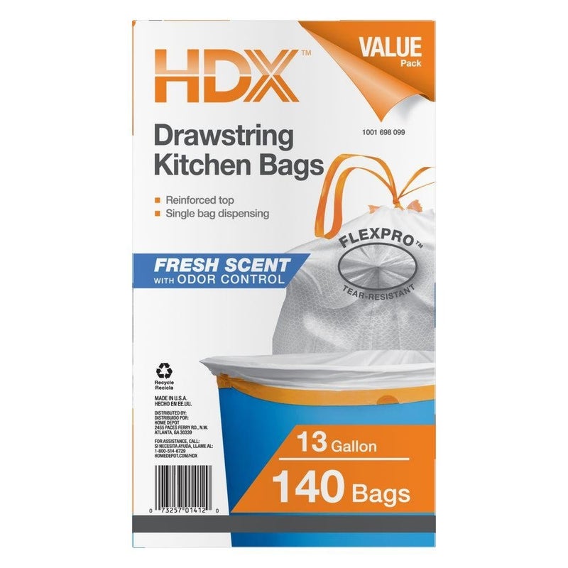 HDX 13 Gal. Flexpro Kitchen Bag with Fresh Scent (140-Count) - Image 2