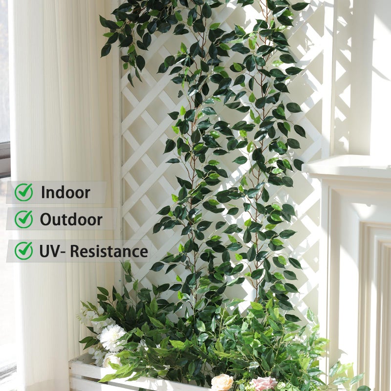 Mizii 2 Strands Artificial Vines Ficus Garland 78" Fake Vine with Silk Green Leaves Faux Hanging Plants Greenery Decorations for Bedroom Table Centerpieces Wall Party Wedding Room Decor (Ficus) - Image 5