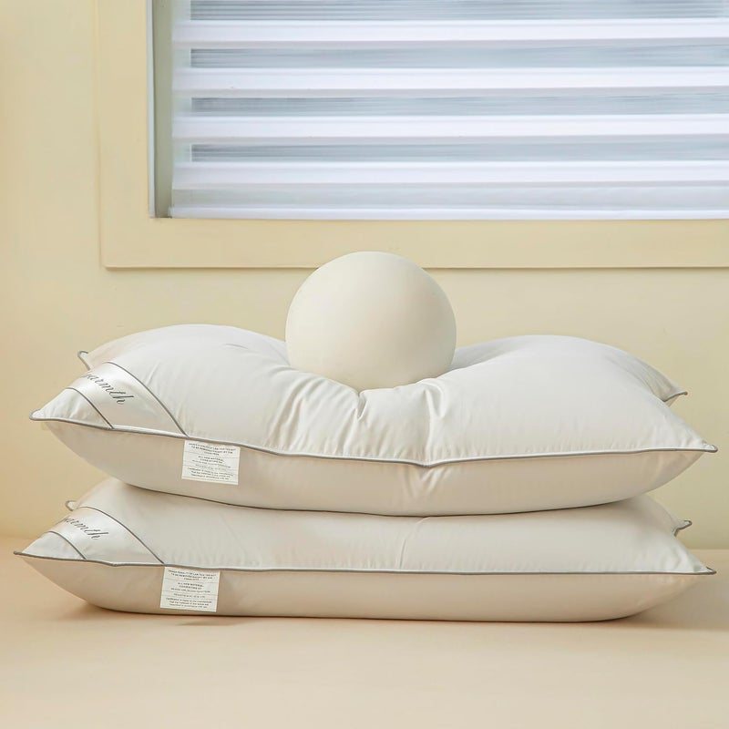 Eastwarmth وسائد نوم من ريش الإوز، مجموعة فنادق مع حاشية رمادية مقاس كوين (20×30 بوصة) عبوة واحدة - Image 2
