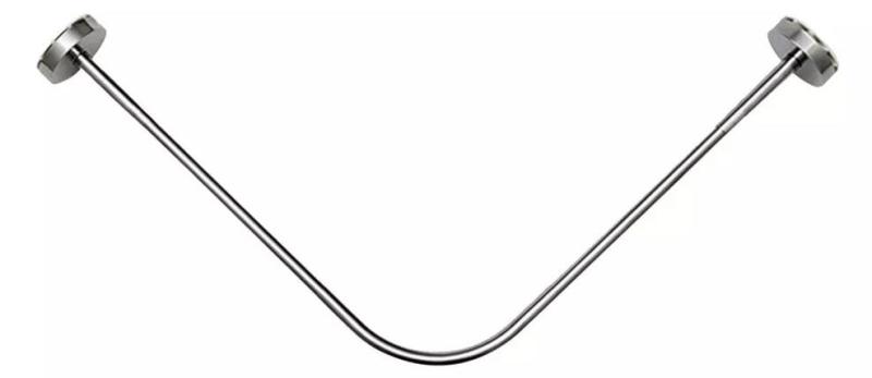 Bathroom curved shower curtain rod without punching L-shaped semi-U-shaped telescopic shower rod stainless steel fan-shaped bath rod clothes drying rod 70-95cm without shower curtain - Image 1
