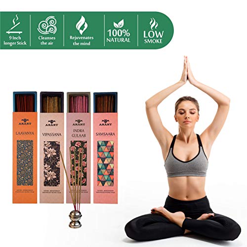 Anant Natural Hand Rolled Premium Fragrance Incense Sticks | Pack of 4 | Samsaara | Vipassana | Indra Gulab | Lavaanya | Spiritual Agarbattis - 40 Sticks/Box - Image 4