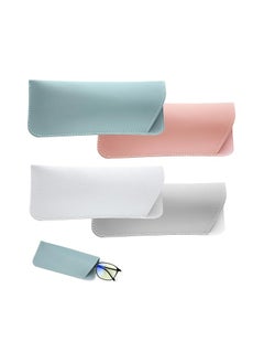 Oasisgalore 4pcs Soft Leather Portable Glasses Cases,  Slim Sunglasses Pouch Multiple Colors for Women Men  - Image 1