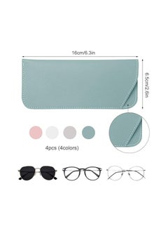 Oasisgalore 4pcs Soft Leather Portable Glasses Cases,  Slim Sunglasses Pouch Multiple Colors for Women Men  - Image 2