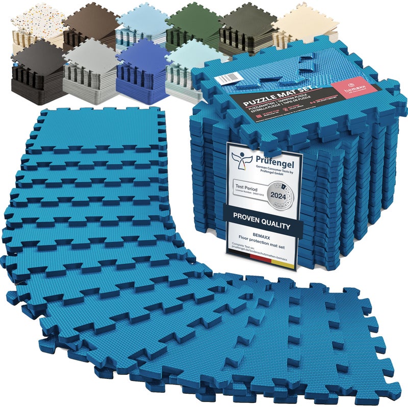 bemaxx Gym Mats Set - 18 pcs EVA Interlocking Foam Floor Tiles (12.6"x12.6"x0.4") 18sqft Protective Gym Flooring Sports Home Workout Exercise Mats Puzzle Garage Fitness Play-Room Pool Treadmill Bike - Image 1