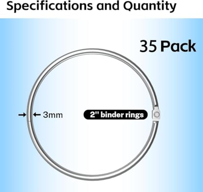 Pack of 40 2-inch metal rings, durable and sturdy for index cards, ID cards, loose-leaf paper, books, perfect for organizing and - Image 2