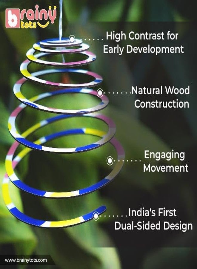 Brainytots Spiral Hanging Toy Mobile | The Perfect First Toy | Wooden Toy For Newborn | Wooden Toy For Kids | Learning Toy For Kids | Black And White Toy For Newborn | Toy To Keep Kids Busy | Toy For 6-12 Months Babies - Image 5