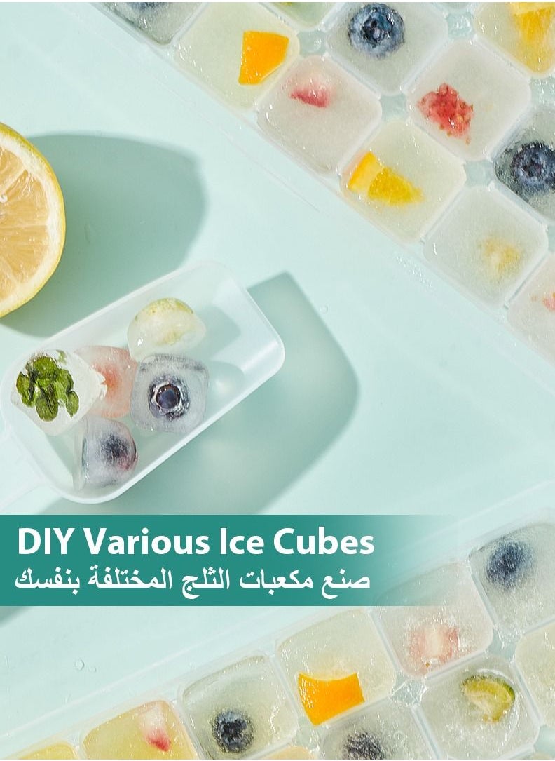 LKTOCAFT - Ice Cube Trays for Freezer with Lid, Easy to Dump Ice Cube Molds with Bin and Ice Scoop, Clear Ice Cube Molds - Image 1