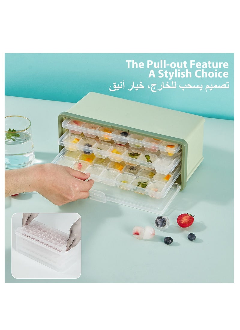 LKTOCAFT - Ice Cube Trays for Freezer with Lid, Easy to Dump Ice Cube Molds with Bin and Ice Scoop, Clear Ice Cube Molds - Image 1