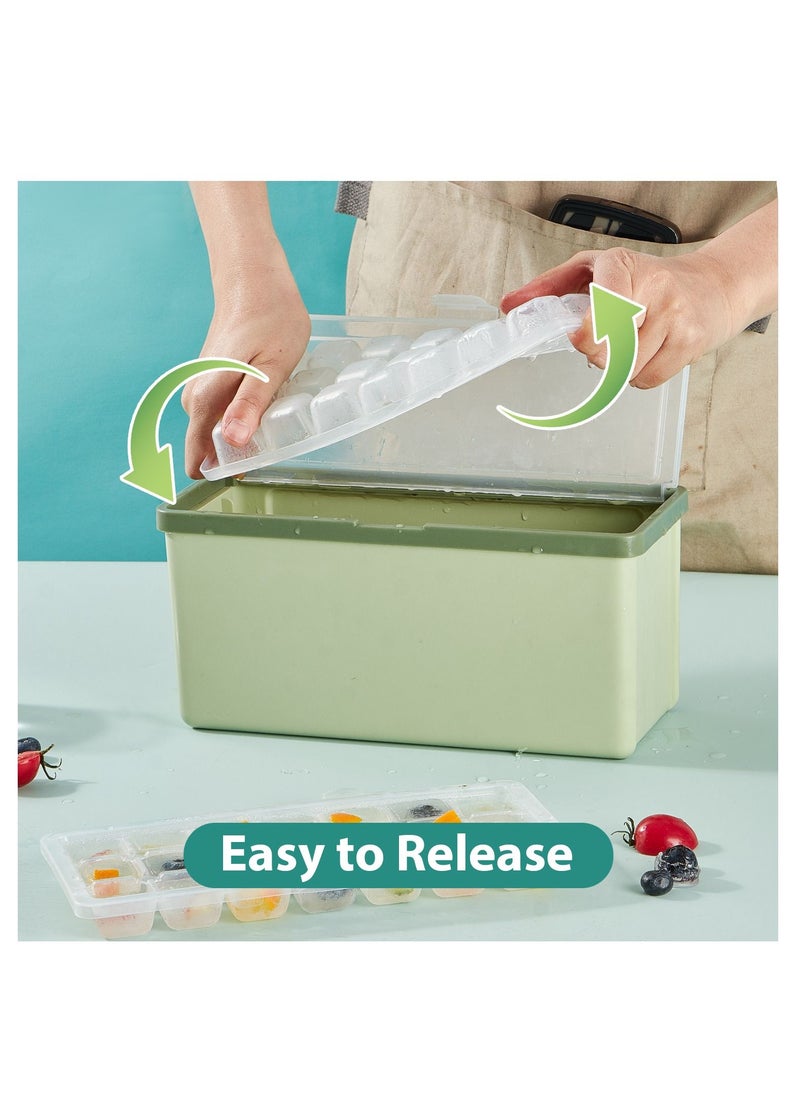 LKTOCAFT - Ice Cube Trays for Freezer with Lid, Easy to Dump Ice Cube Molds with Bin and Ice Scoop, Clear Ice Cube Molds - Image 1