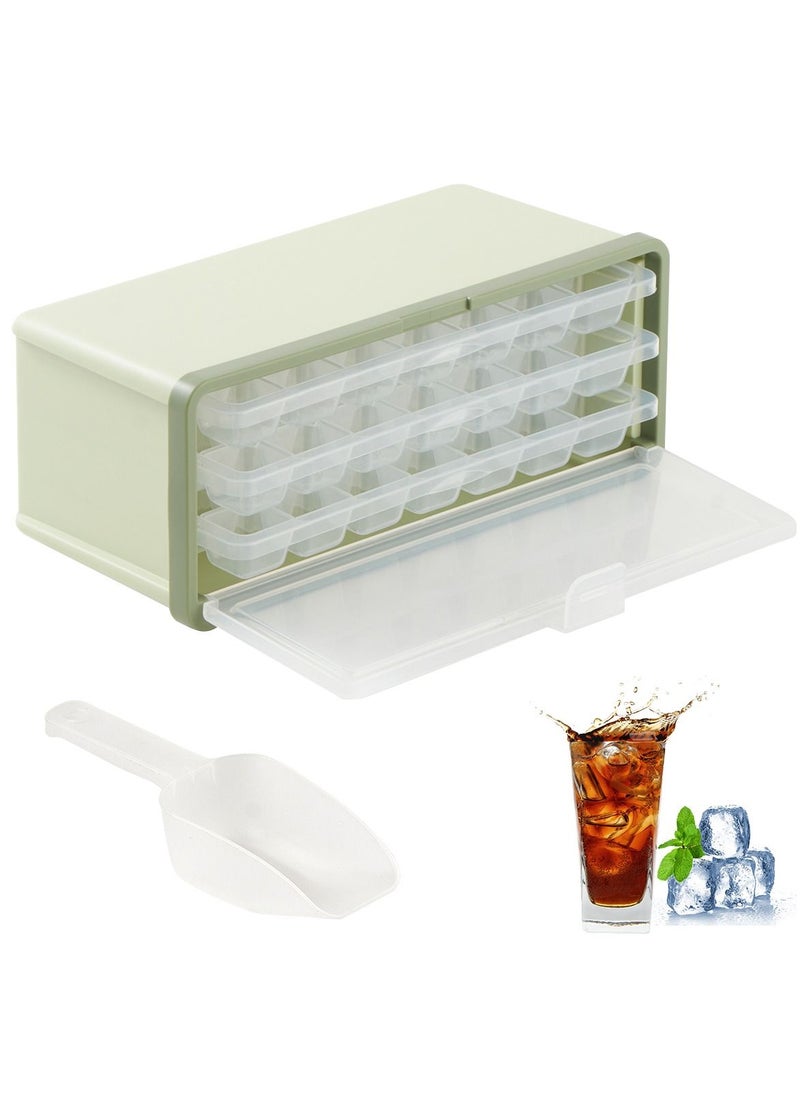 LKTOCAFT - Ice Cube Trays for Freezer with Lid, Easy to Dump Ice Cube Molds with Bin and Ice Scoop, Clear Ice Cube Molds - Image 1