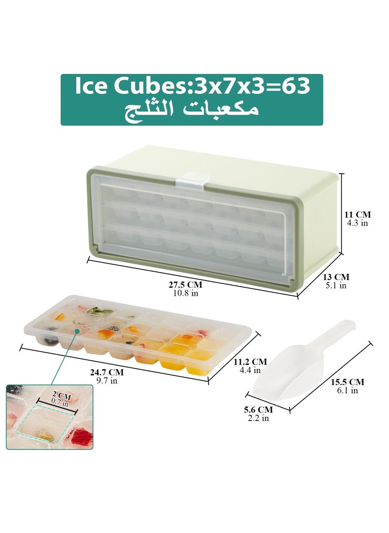 LKTOCAFT - Ice Cube Trays for Freezer with Lid, Easy to Dump Ice Cube Molds with Bin and Ice Scoop, Clear Ice Cube Molds - Image 1