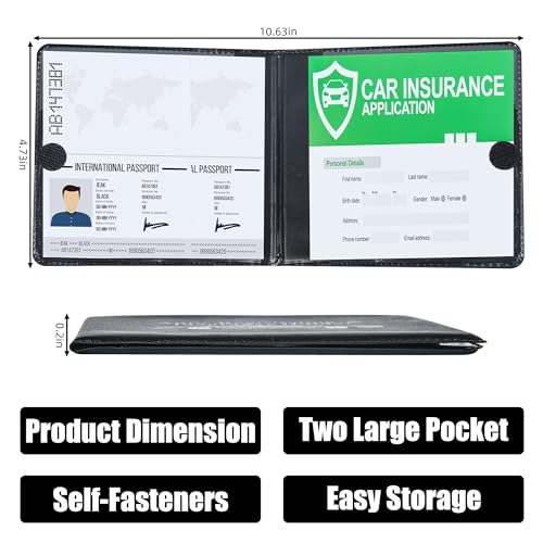 Pacific Mailer Auto Registration and Insurance Card Holder 2 Packs Car Document ID Holder Glove Box Organizer Car Accessories, Black - Image 3