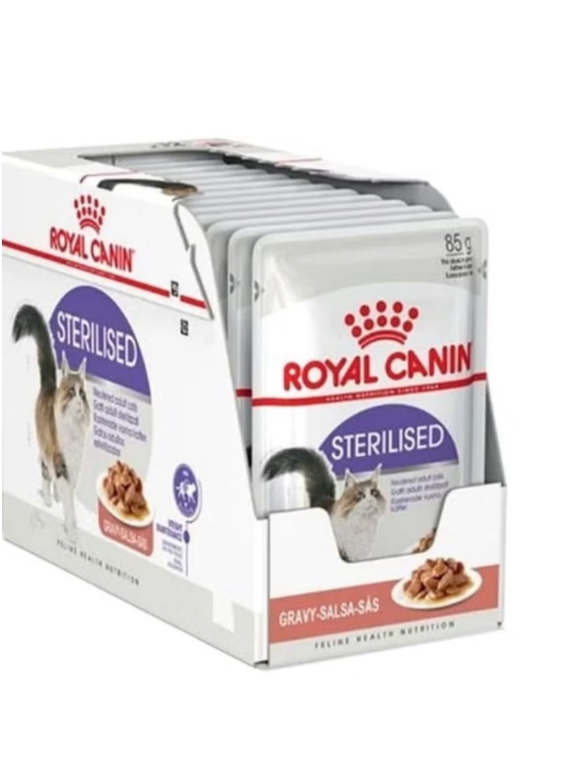 ROYAL CANIN 12-Piece Sterilised Wet Food Slices In Gravy Brown 85grams 