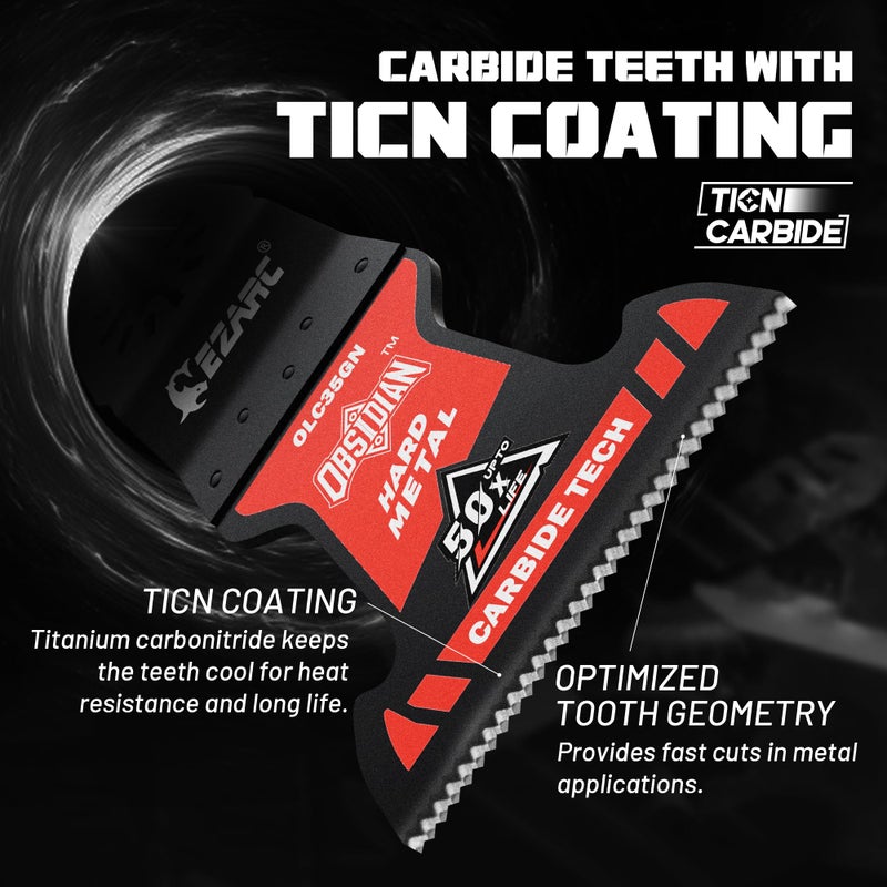 EZARC Obsidian Carbide Oscillating Saw Blades, Multi Tool Blades Quick Release for Hard Metal, Nails, Bolts and Screws, 3-Pack - Image 2