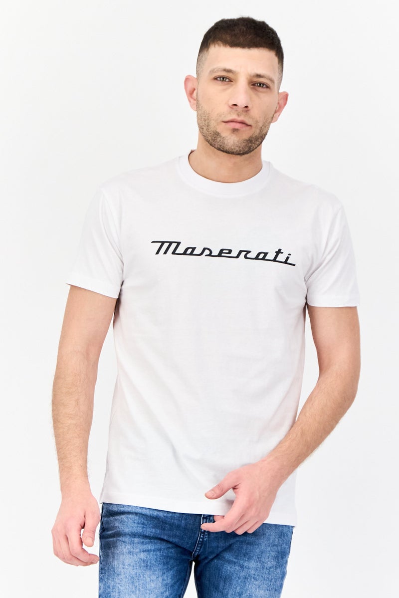 Maserati Men Crew Neck Short Sleeve Graphic Print T-Shirt, White - Image 1