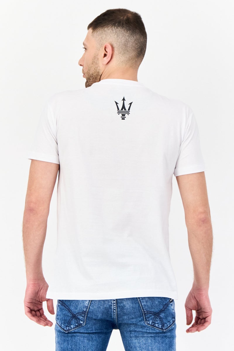 Maserati Men Crew Neck Short Sleeve Graphic Print T-Shirt, White - Image 3