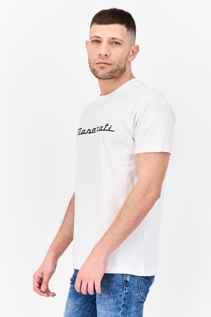 Maserati Men Crew Neck Short Sleeve Graphic Print T-Shirt, White - Image 4