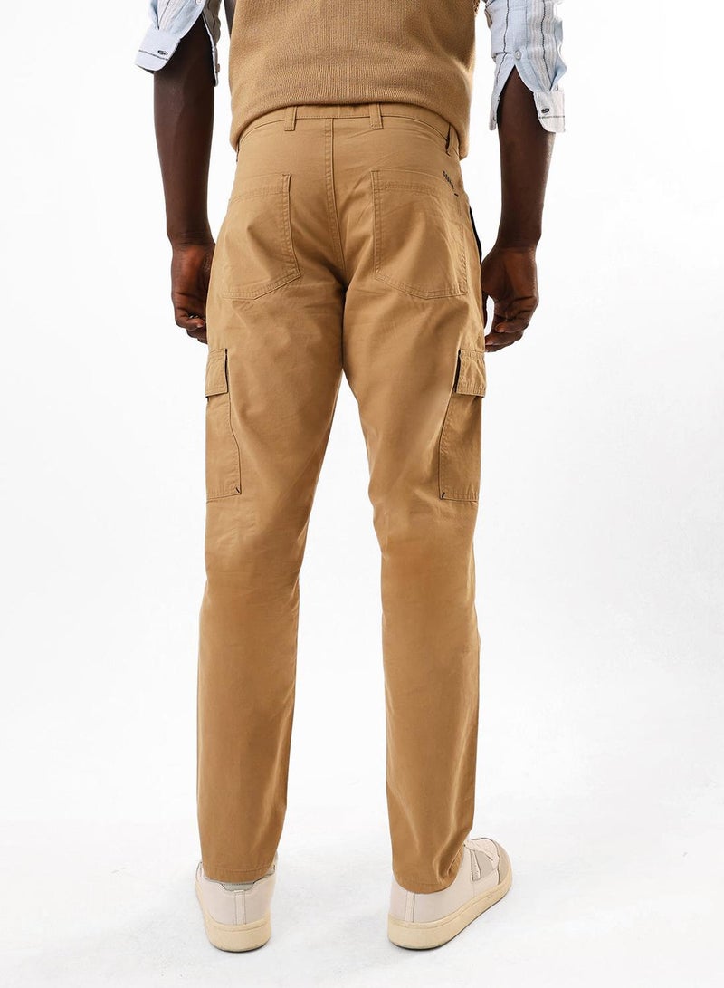 Dennis Lingo Men's Khaki 100% Cotton Full Slim Fit Cargo Trouser - Image 3