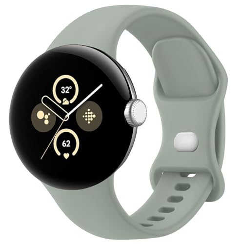 Tobfit Silicone Strap for Google Pixel Watch 3 41mm / Pixel Watch 2 Bands (2024/2023/2022), Waterproof Sport Replacement Band(L, Grey) - Image 1
